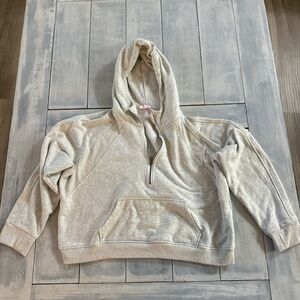 Pink Lily Oatmeal Half-Zip Hoodie